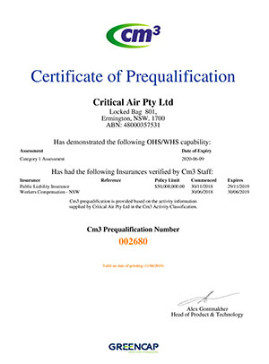Critical Air Cm3 Prequalification Certificate exp09062020
