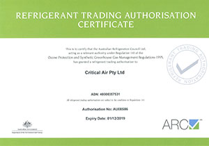 Critical Air Refrigerant Trading Authorisation Certexp 011219